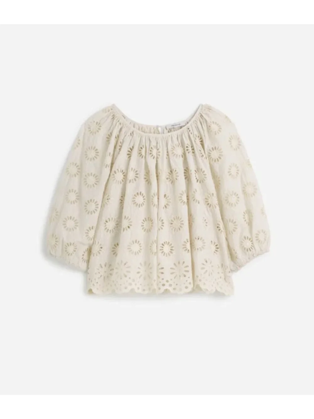 NWT Madewell Embroidered Shirred Puff-Sleeve Top - Size: Medium